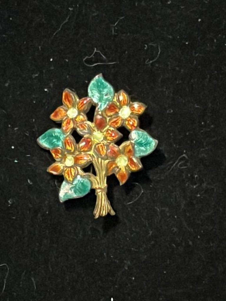 Bouquet With Red Flowers Pin